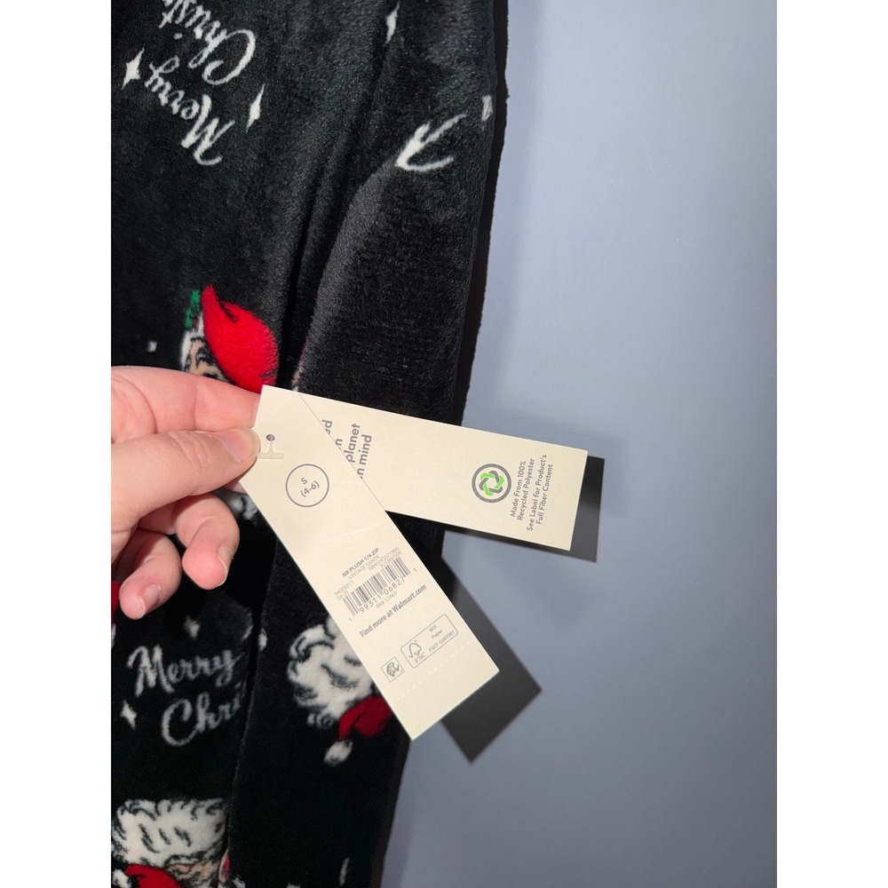No Boundaries Mens Santa Claus Merry Christmas Plush Fleece Quarter Zip Black M - Picture 6 of 6